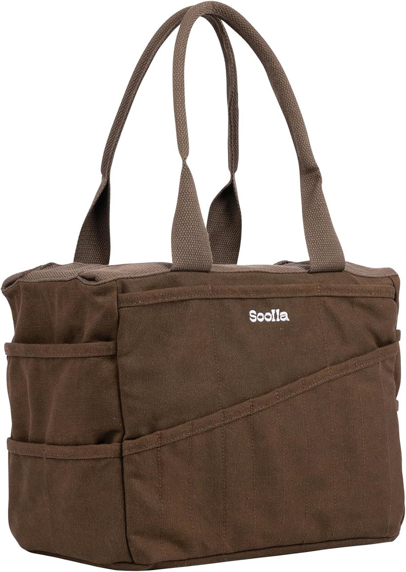 Soolla Studio Bag: Pottery Tool Bag & Craft Storage, Art Supply Organizer, Washable Tote, Knitting Yarn, Crochet Projects, 30 Pockets, 20+ Canvas Colors, Gift For Artists & Teachers (Coffee Bean) - Image 2